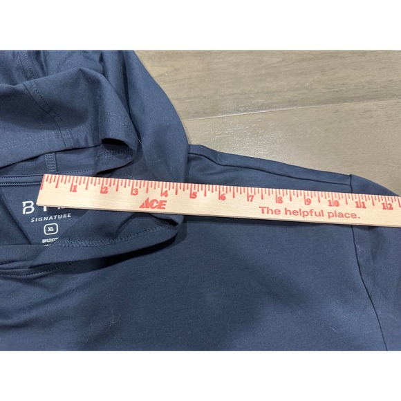 BYLT Signature Hooded Drop-Cut Long Sleeve Navy Shirt XL MTLS0153-404 NWT - Picture 10 of 12